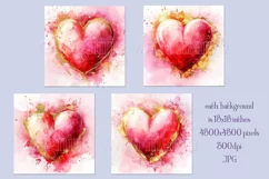 Valentine's Day, Pink & Gold Watercolor Backgrounds, s19 Product Image 2