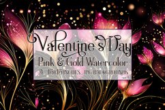 Valentine&#039;s Day, Pink &amp; Gold Watercolor Backgrounds, s4 Product Image 1