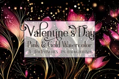 Valentine's Day, Pink & Gold Watercolor Backgrounds, s4 Product Image 1