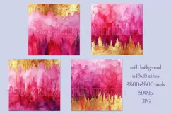 Valentine's Day, Pink & Gold Watercolor Backgrounds, s6 Product Image 2