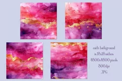 Valentine's Day, Pink & Gold Watercolor Backgrounds, s7 Product Image 2