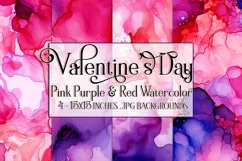 Valentine's Day, Pink Purple Red Watercolor Backgrounds, s3 Product Image 1