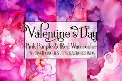 Valentine's Day, Pink Purple Red Watercolor Backgrounds, s5 Product Image 1