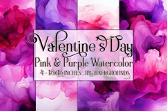 Valentine's Day, Pink & Purple Watercolor Backgrounds, s1 Product Image 1