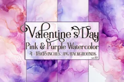 Valentine's Day, Pink & Purple Watercolor Backgrounds, s10 Product Image 1