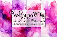 Valentine's Day, Pink & Purple Watercolor Backgrounds, s2 Product Image 1