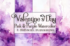 Valentine's Day, Pink & Purple Watercolor Backgrounds, s4 Product Image 1