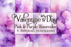 Valentine's Day, Pink & Purple Watercolor Backgrounds, s5 Product Image 1