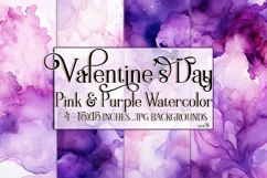 Valentine's Day, Pink & Purple Watercolor Backgrounds, s8 Product Image 1