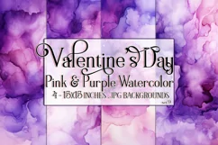 Valentine's Day, Pink & Purple Watercolor Backgrounds, s9 Product Image 1