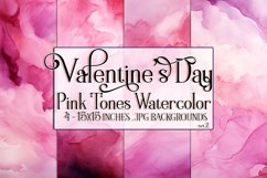 Valentine&#039;s Day, Pink Graidents Watercolor Backgrounds, s2 Product Image 1