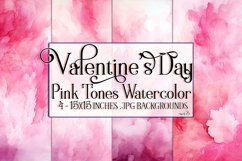 Valentine&#039;s Day, Pink Graidents Watercolor Backgrounds, s3 Product Image 1