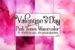 Valentine&#039;s Day, Pink Graidents Watercolor Backgrounds, s8 Product Image 1