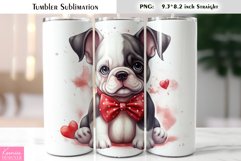 Watercolor Cartoon Black Puppy Tumbler Wrap|Valentines Day Product Image 1