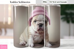 3d Cute Baby Dog Wearing Pink Hat Tumbler Wrap Product Image 1