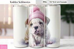 3d Cute Baby Dog Wearing Pink Hat Tumbler Wrap Product Image 1