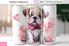 Watercolor Cartoon Black Puppy Tumbler Wrap|Valentines Day Product Image 1