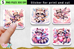 Raccon for print and cut sticker Set