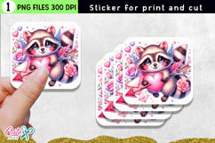 Valentines Day Raccoon Sticker for print and cut sticker