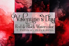 Valentine&#039;s Day, Red &amp; Black Watercolor Backgrounds, s3 Product Image 1
