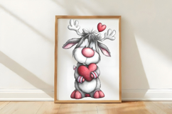 Valentines Day Reindeer Clipart Sublimation Product Image 3
