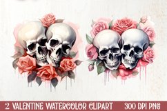 Valentines Day Skull Clipart, Christmas Clipart Product Image 1