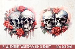 Valentines Day Skull Clipart, Christmas Clipart Product Image 1