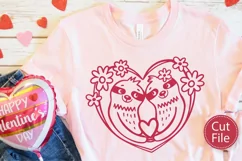Valentines Day Sloths Couple with Heart SVG Cut File for T-Shirt