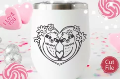 Valentines Day Sloths Couple with Heart SVG Cut File for Wine Cup