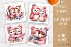 Valentines Day Square Coaster |Cute animals, animal Product Image 1