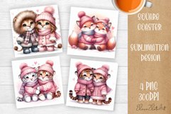 Valentines Day Square Coaster |Cute animals, animal Product Image 1