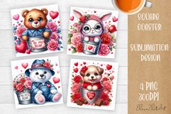 Valentines Day Square Coaster |Cute animals, animal teddy Product Image 1