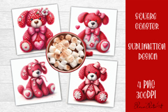 Valentines Day square coasters|love funny animal sublimation Product Image 1