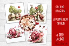 Valentines Day square coasters |snail funny lamb sublimation Product Image 1
