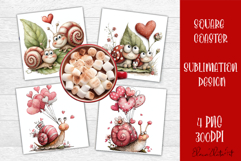 Valentines Day square coasters |snail funny lamb sublimation Product Image 1