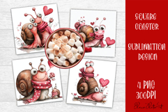 Valentines Day square coasters |snail funny lamb sublimation Product Image 1
