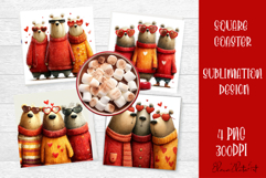 Valentines Day square coasters|love funny animal sublimation Product Image 1