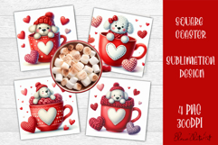 Valentines Day square coasters|love funny animal sublimation Product Image 1