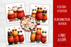 Valentines Day square coasters|love funny animal sublimation Product Image 1