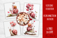 Valentines Day square coasters |snail funny lamb sublimation Product Image 1