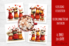 Valentines Day square coasters|love funny animal sublimation Product Image 1