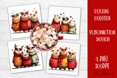 Valentines Day square coasters|love funny animal sublimation Product Image 1