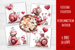 Valentines Day square coasters |snail funny lamb sublimation Product Image 1