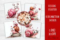 Valentines Day square coasters |snail funny lamb sublimation Product Image 1
