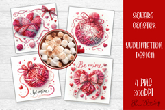 Valentines Day square coasters|love funny animal sublimation Product Image 1