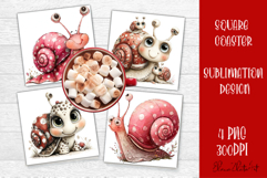 Valentines Day square coasters |snail funny lamb sublimation Product Image 1