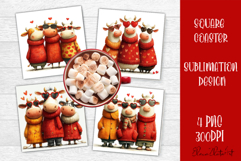 Valentines Day square coasters|love funny animal sublimation Product Image 1