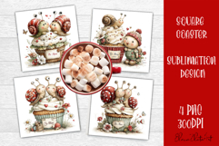 Valentines Day square coasters |snail funny lamb sublimation Product Image 1