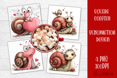 Valentines Day square coasters |snail funny lamb sublimation Product Image 1