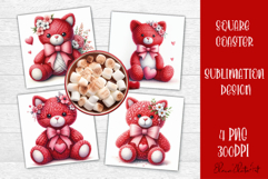 Valentines Day square coasters|love funny animal sublimation Product Image 1